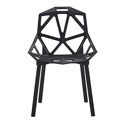 Life HS Volver Hueco geométrica Plastic Chair Silla de Acero Restaurante Cafetería Silla de Comedor, S Tipo de Ancho y ergonómico Asiento cómodo humanizado Volver, para de Interior,Negro