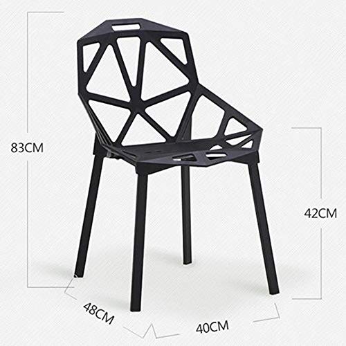 Life HS Volver Hueco geométrica Plastic Chair Silla de Acero Restaurante Cafetería Silla de Comedor, S Tipo de Ancho y ergonómico Asiento cómodo humanizado Volver, para de Interior,Blanco