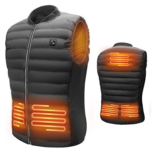 LIFEBEE Chaleco Calefacción Eléctrica USB, Chaqueta Térmica con 3 Niveles de Temperatura, Tamaño Ajustable, Lavable, Chalecos de Invierno Cálidos para Exteriores, Senderismo, Camping (Sin Batería)