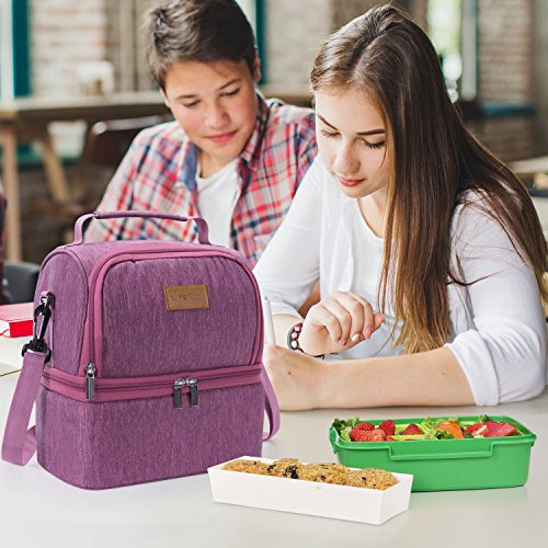 Lifewit Bolsa Térmica para Almuerzo con Doble Compartimentos Aislamiento,Multiuso Caja De Almuerzo para Hombres,Mujeres,Niños,Bebé,Bolso Térmico para Camping,Excursión,Playa Refrescos,7L,Rosa