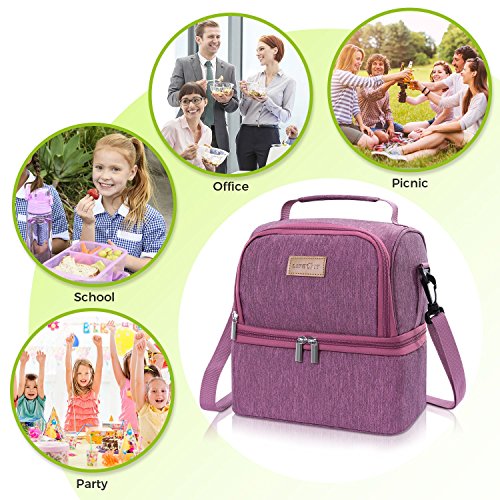 Lifewit Bolsa Térmica para Almuerzo con Doble Compartimentos Aislamiento,Multiuso Caja De Almuerzo para Hombres,Mujeres,Niños,Bebé,Bolso Térmico para Camping,Excursión,Playa Refrescos,7L,Rosa