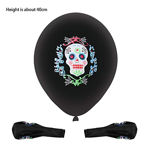 Lifreer Globos Impresos de Calavera de látex de Halloween de 12 Pulgadas, Día de los Muertos Globos de Calaveras de azúcar Decoraciones de Halloween Suministros para Fiestas Globos, 20PCS