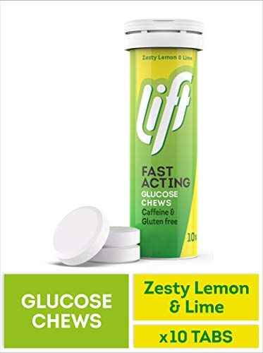 Lift | Pastillas de energía masticables de glucosa de acción rápida | limón y lima | 12 paquetes de 10 tubos de tabulación