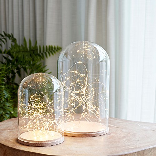 Lights4fun - Campana de Cristal Minimalista XL con Base de Haya