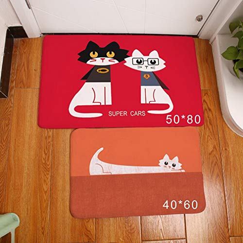 Lihan Diseñador Lavable Alfombra de Piso de Cocina Alfombra de Franela Antideslizante Alfombra Tapetes de Puerta Súper Absorbente felpudos Frikis Navidad Gatos, Caballito de mar 40 * 60cm/16 * 24inch