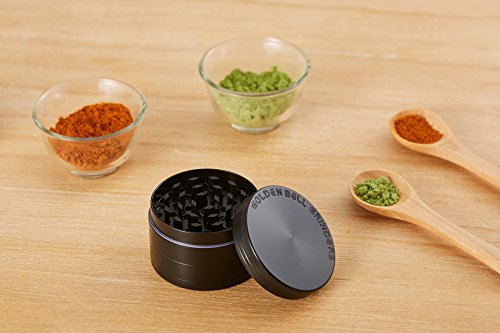 LIHAO 2" Grinder 4 Piezas Grinder Metálico con Rascador Polen para Hierbas y Especias (5cm, Negro)