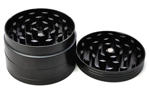 LIHAO 2" Grinder 4 Piezas Grinder Metálico con Rascador Polen para Hierbas y Especias (5cm, Negro)