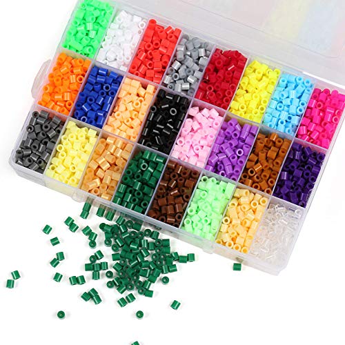 LIHAO 7000 Mini Cuentas y Abalorios Plásticos Cuentas para Planchar de 24 Colores para DIY Manualidad (5MM)