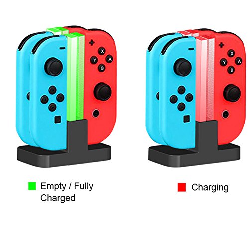 LILY Cargador para Nintendo Switch, 4 en 1 Joy-Con Cargador de Batería Cargador de Batería Cargapara 4 Controller Dock Station con indicador LED