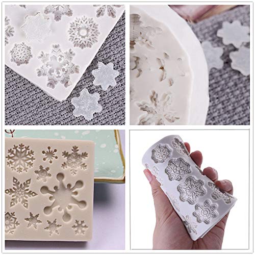 Limeow Moldes silicona con forma copos nieve Flores de silicona molde cake pan Mold Silicona Copo de nieve moldes Silicone Molds para Paste para galletas chocolate pasteles 2 piezas