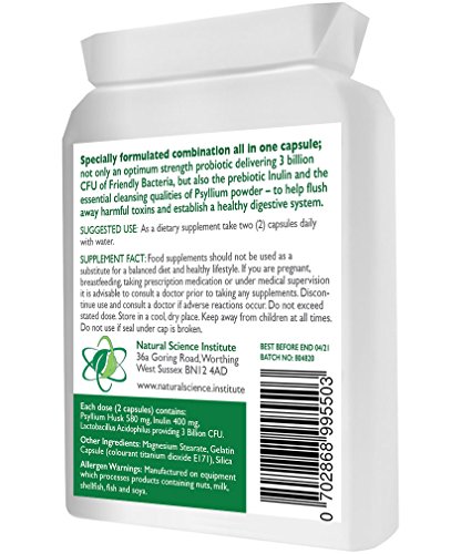 LIMPIADOR PROBIÓTICO DETOX - Todo en una cápsula - 3 mil millones de bacterias amistosas + limpieza esencial de psyllium - eliminar toxinas nocivas - establecer un sistema digestivo saludable - UK