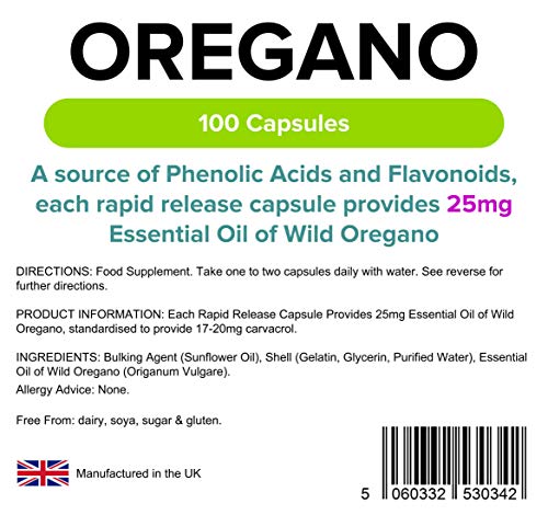 Lindens aceite de Orégano 25mg cápsulas paquete de 100GB Fabricante