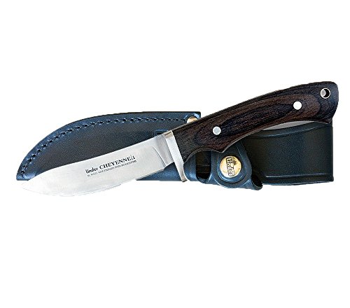 Linder Jagdmesser Cheyenne 1 440A Klingenlänge 10 cm Cuchillo de Caza, Unisex Adulto, Madera de Pakka, 21,2 cm