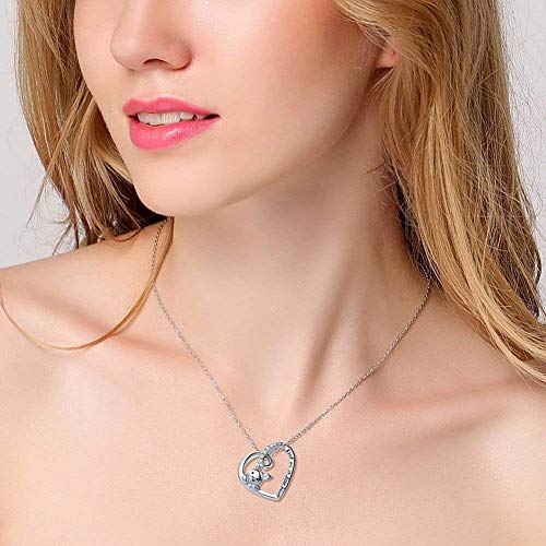 Lindo cerdito de plata de ley con colgante de cristal de amor para mujeres y niñas, grabado «Keep Me in Your Heart»