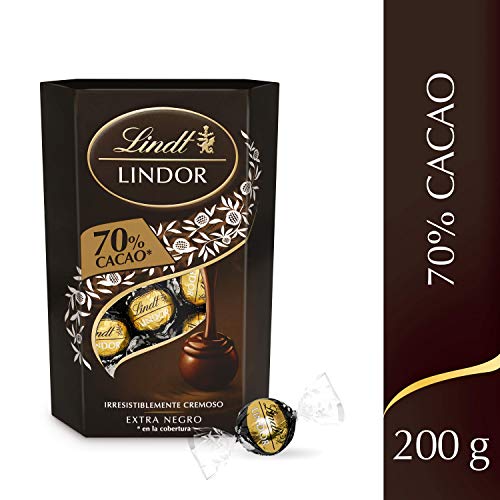 Lindt Lindor Bombones de Chocolate Negro 70% Cacao - Aprox. 16 Bombones, 200 g, Pack de 4