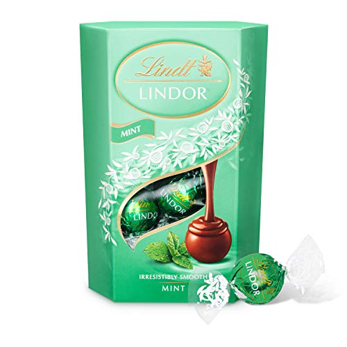 Lindt Lindor - Caja de trufas de Chocolate con Leche y Menta, 16 Bolas, 200 g, Bolas de Chocolate con Relleno de fusión Suave