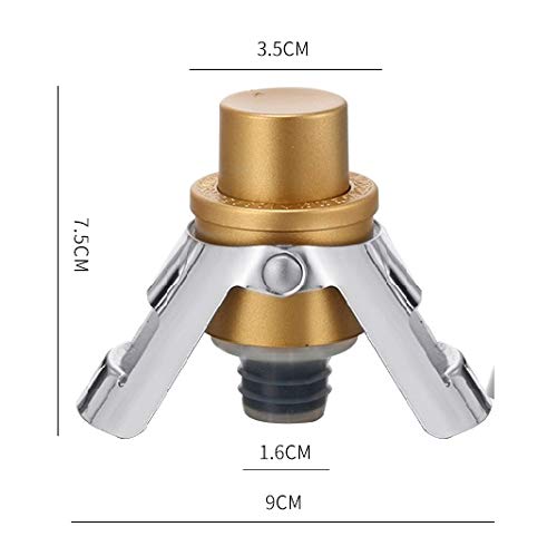 LINGLAN Tapón para Botella Champagne con bomba de presión integrada para mantener las burbujas de tu Fizz, color dorado y plateado, juego de 2 unidades