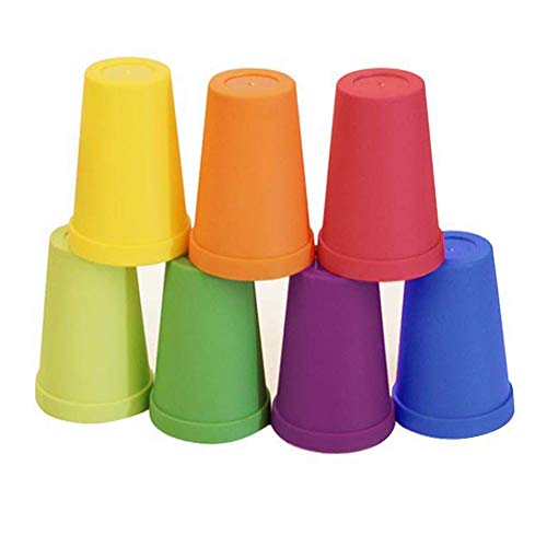 Linian 8Pcs Vasos de Plástico, Ligera Taza Vajilla portátil 7 Vasos de plástico de Colores (200 ml) y 1 Botella de Agua (600 ml) para Picnic Camping Vajillas Juego de Cubiertos