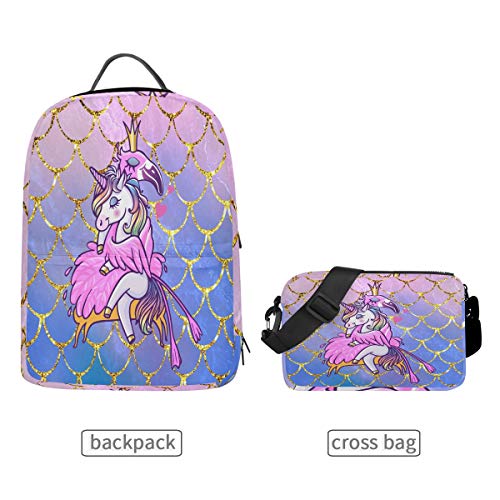 Linomo Mochila infantil extraíble, dulce unicornio, bolso bandolera para tienda/escuela/viajes, mochila escolar para niños, niñas, mujeres, hombres