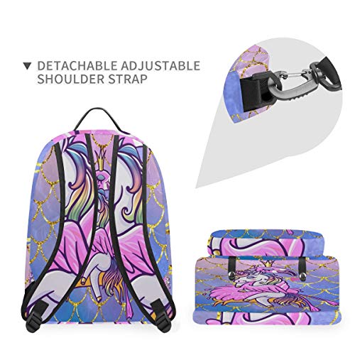 Linomo Mochila infantil extraíble, dulce unicornio, bolso bandolera para tienda/escuela/viajes, mochila escolar para niños, niñas, mujeres, hombres