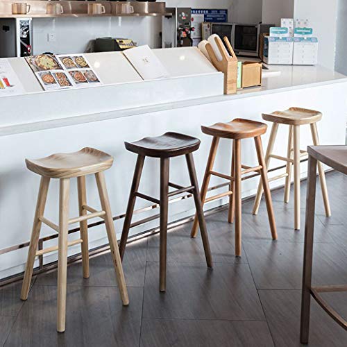 LINPIN Silla De Bar Taburete Alto De Diseño Cóncavo Nórdico De Madera Maciza para Bares, Pubs, Cocinas Domésticas Y Restaurantes