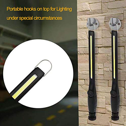 Linterna de Trabajo COB LED Recargable Iman Profesional, Linterna Trabajo LED Recargable USB, Luz de Trabajo Portatil, con Gancho, Base Imán, Cable USB para Casa Auto Camping Emergencia Reparacion