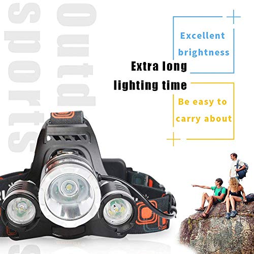 Linterna Frontal Led Recargable Alta Potencia Con 4 Tipos de Luz | Batería Dura Más de 6 Horas y Hasta 500 Metros | Luz Frontal Cabeza para Caza Camping Pesca Ciclismo Carrera y Más Deportes