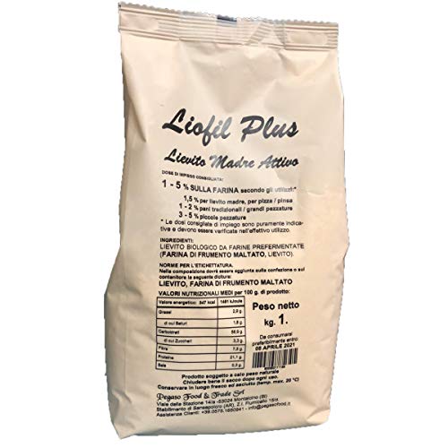 LIOFIL PLUS, levadura madre activa para panificación y pastelería. Producto 100% artesanal. 1 kg (Confezione da 1)