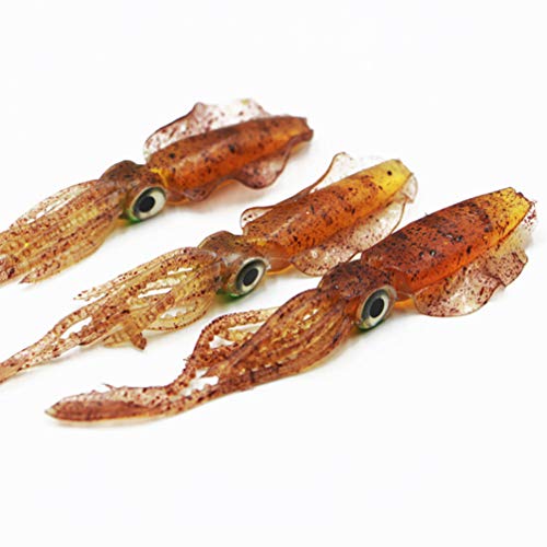 LIOOBO 3 Piezas Señuelos de Pesca Calamar Cebos Suave Pulpo Señuelo de Pesca Cebo Artificial Aparejos de Pesca