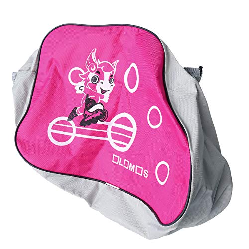 LIOOBO Bolsa de Patinaje sobre Hielo Zapatos de Patinaje Impresos Bolsa de Almacenamiento Portátil Ajustable Correa para el Hombro Patines de Ruedas Patines en línea para niños Adultos (Rosa)