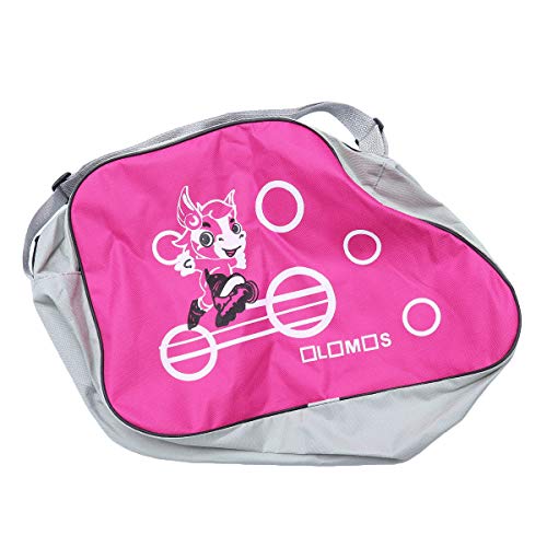 LIOOBO Bolsa de Patinaje sobre Hielo Zapatos de Patinaje Impresos Bolsa de Almacenamiento Portátil Ajustable Correa para el Hombro Patines de Ruedas Patines en línea para niños Adultos (Rosa)