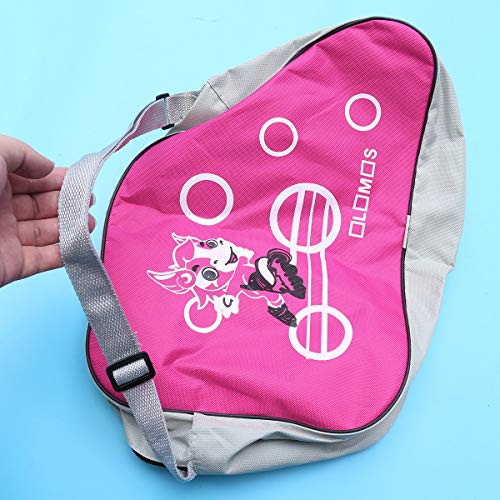 LIOOBO Bolsa de Patinaje sobre Hielo Zapatos de Patinaje Impresos Bolsa de Almacenamiento Portátil Ajustable Correa para el Hombro Patines de Ruedas Patines en línea para niños Adultos (Rosa)