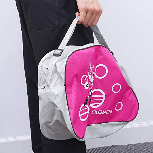 LIOOBO Bolsa de Patinaje sobre Hielo Zapatos de Patinaje Impresos Bolsa de Almacenamiento Portátil Ajustable Correa para el Hombro Patines de Ruedas Patines en línea para niños Adultos (Rosa)