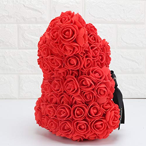 LIOOBO Rose Bear Hug Bear Artificial para Siempre Aniversario Cumpleaños Valentines Gift (Red)