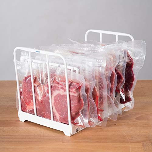 LIPAVI N20 Sous Vide Rack - Adjustable, Collapsible, Ensures even warming with Sous Vide Cooking - White Polycarbonate with 316L Stainless steel weights - Fits LIPAVI C20 Container