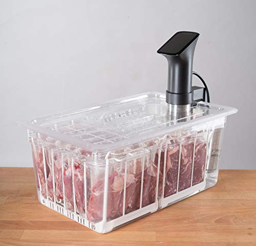 LIPAVI N20 Sous Vide Rack - Adjustable, Collapsible, Ensures even warming with Sous Vide Cooking - White Polycarbonate with 316L Stainless steel weights - Fits LIPAVI C20 Container