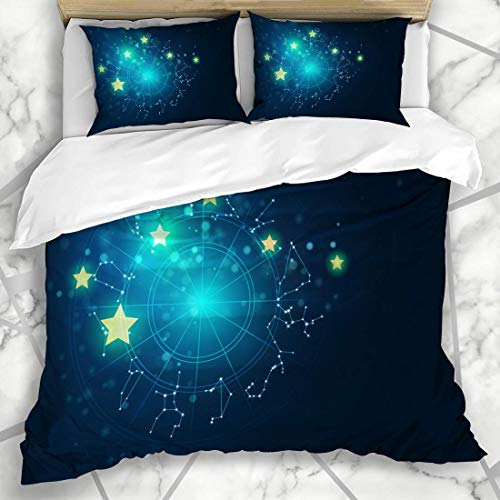 LISUMAL Ropa de cama - funda nórdica Calendario Horóscopo Geometría Sagrada Astrología Destino Alquimia Zodiaco Luna Escorpio Resumen Virgo Microfibra nuevo set de tres piezas Funda de edredón 220*240