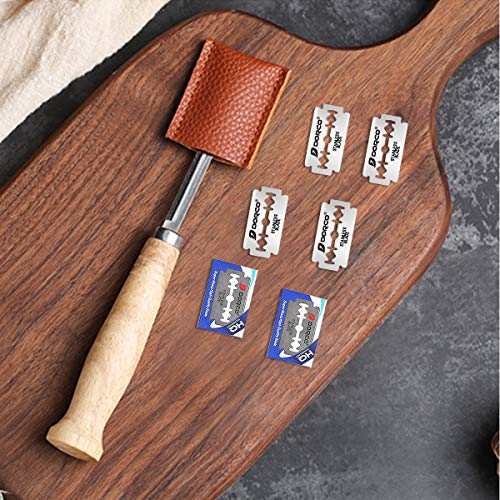 Litthing Herramienta de Corte de Pan,Cuchillo de Masa con 5 Pcs Cuchillas de Repuesto,Cuchillo de Panadero,Cuchillo de Baguette,Mango de Madera con Cuchilla,Cuchillo de Pan,Herramienta de Cocina