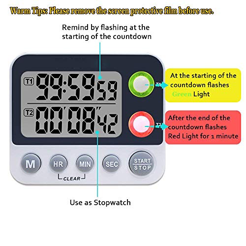 LIUDOU Temporizador, Temporizador De Volumen De Alarma Ajustable, Temporizador De Cocción para Cronometraje En El Hogar Y Cronometraje Deportivo