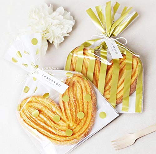 Liuer 100PCS Bolsas Regalo Cumpleaños Bolsas de Plástico Dulce Galletas Piscolabis Frutos Secos Caramelos Chocolate Papel Ideal para Bodas Cumpleaños o Fiestas de Navidad para Envolver los Favores