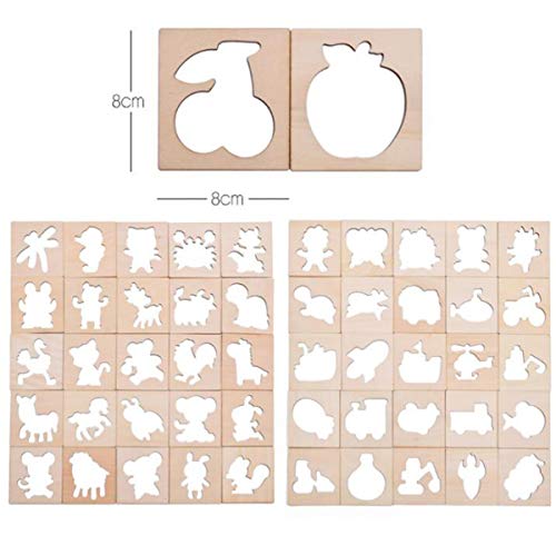 Liuer Stencil Plantillas Niños 60PCS Plantillas de Dibujo de Madera para Dibujar Bullet Journal Puntos para Cuaderno Diario Libro de Recuerdos Manualidades