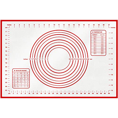 LIULIUKEJ Estera de silicona para hornear, Estera de masa antideslizante con medida, Estera de masa verdeEstera para hornear galletas / pasteles / pizza / pan para familias (3 opciones)