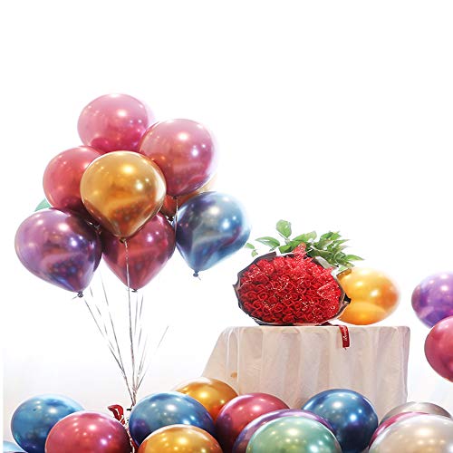 LIULIUKEJI Globos Metálicos Paquete de 50 Globos Metálicos Globo Metálico Globos de Helio Globos de Látex para Fiesta de Cumpleaños (Multicolor)