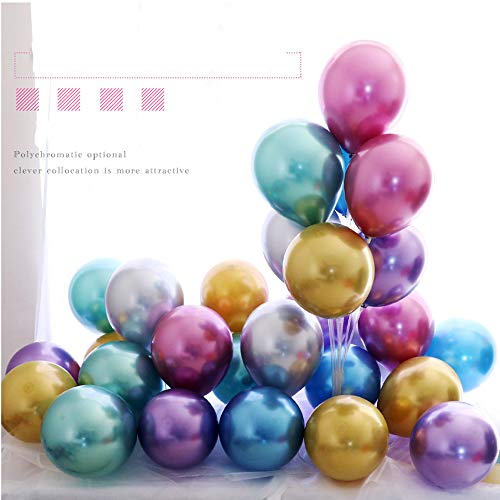 LIULIUKEJI Globos Metálicos Paquete de 50 Globos Metálicos Globo Metálico Globos de Helio Globos de Látex para Fiesta de Cumpleaños (Multicolor)