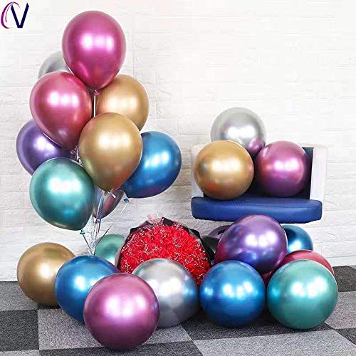 LIULIUKEJI Globos Metálicos Paquete de 50 Globos Metálicos Globo Metálico Globos de Helio Globos de Látex para Fiesta de Cumpleaños (Multicolor)