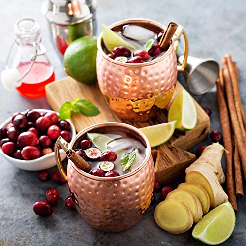 LIVEHITOP Moscow Mule Taza de Cobre Set of 4, Mula de Moscú Copas de Cóctel con Costers para Fiesta, Bar, Casa, Hotel (Pack of 4)