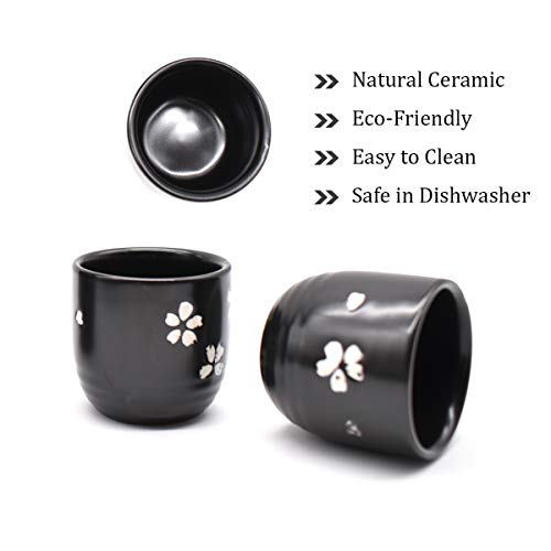 Liwein Sake Set,5 Piezas Sake De CerÁMica Japonesa Tradicionales Botella De Sake Porcelana Cups Tazas De CerÁMica Manualidades Regalo(Negro)