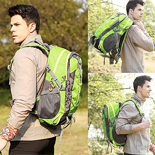 Lixada 40L Resistente al Agua Mochila, Portátil Mochila Trekking, Laptop Daypack, Durable Impermeable, para Escalada, Viajes, Actividades al Aire Libre (Verde)