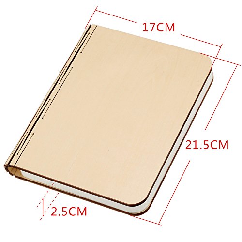 Lixada Lámpara Libro LED Luces Plegables de Madera, Booklight Decorativa Lámpara de Mesa, Tamaño Grande, 2500mAh, USB Recargable, 500 Lúmenes Brillo Mejorado