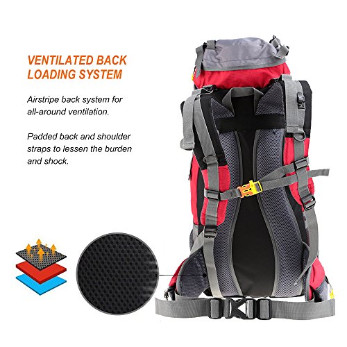 Lixada Mochila de Senderismo 50L con Cubierta Impermeable Mochila de Marcha Trekking Camping Deporte Al Aire Libre